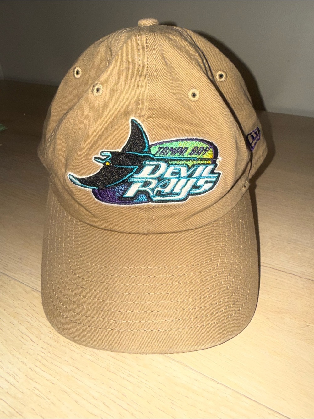 Devil Rays Tan Embroidered Baseball Cap - Tampa Bay retired name